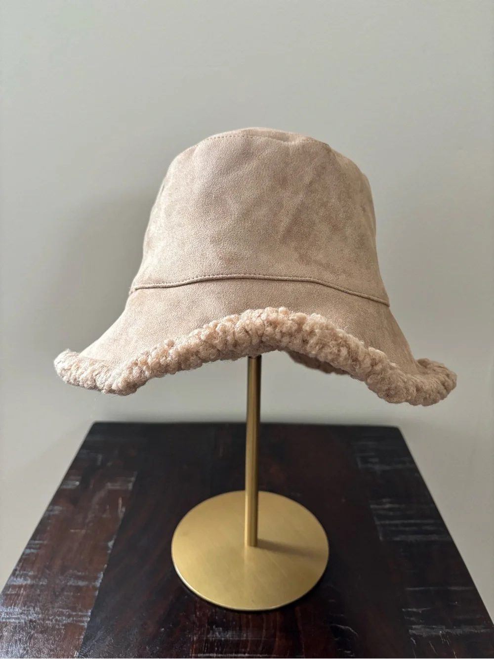 Tan Sherpa Reversible Bucket Hat